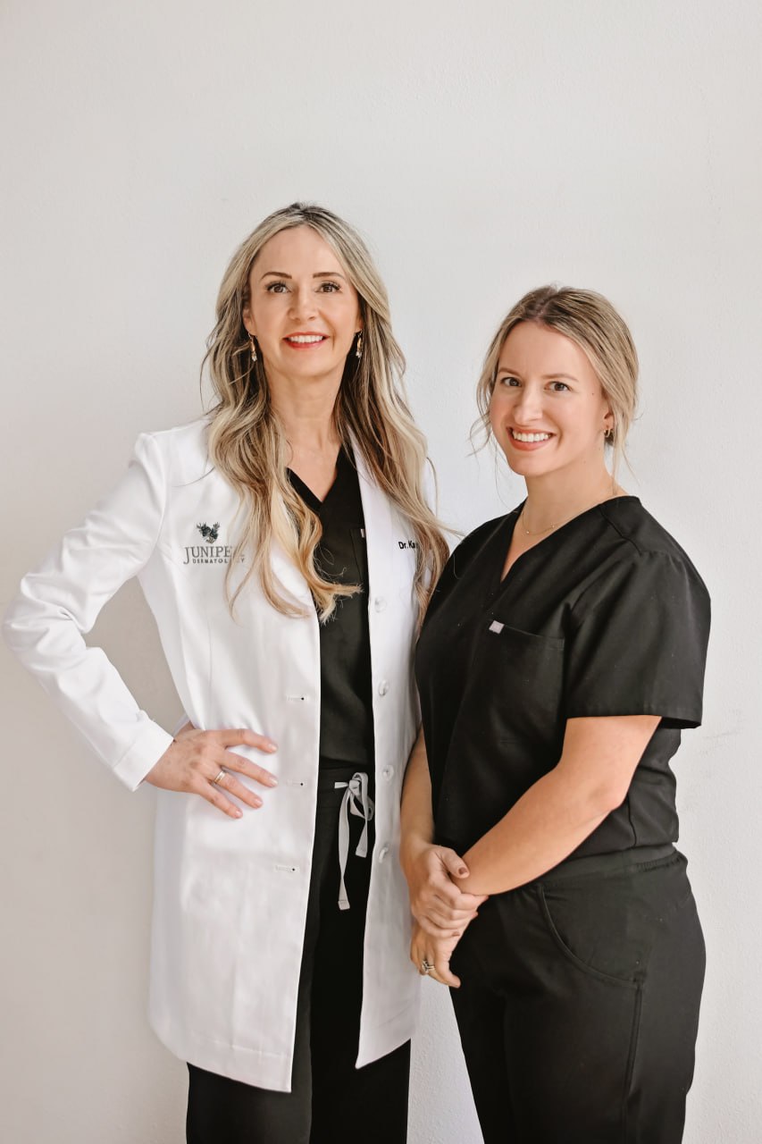 Dr. Karla Pivik with a Juniper Dermatology care team member in Bend, Oregon