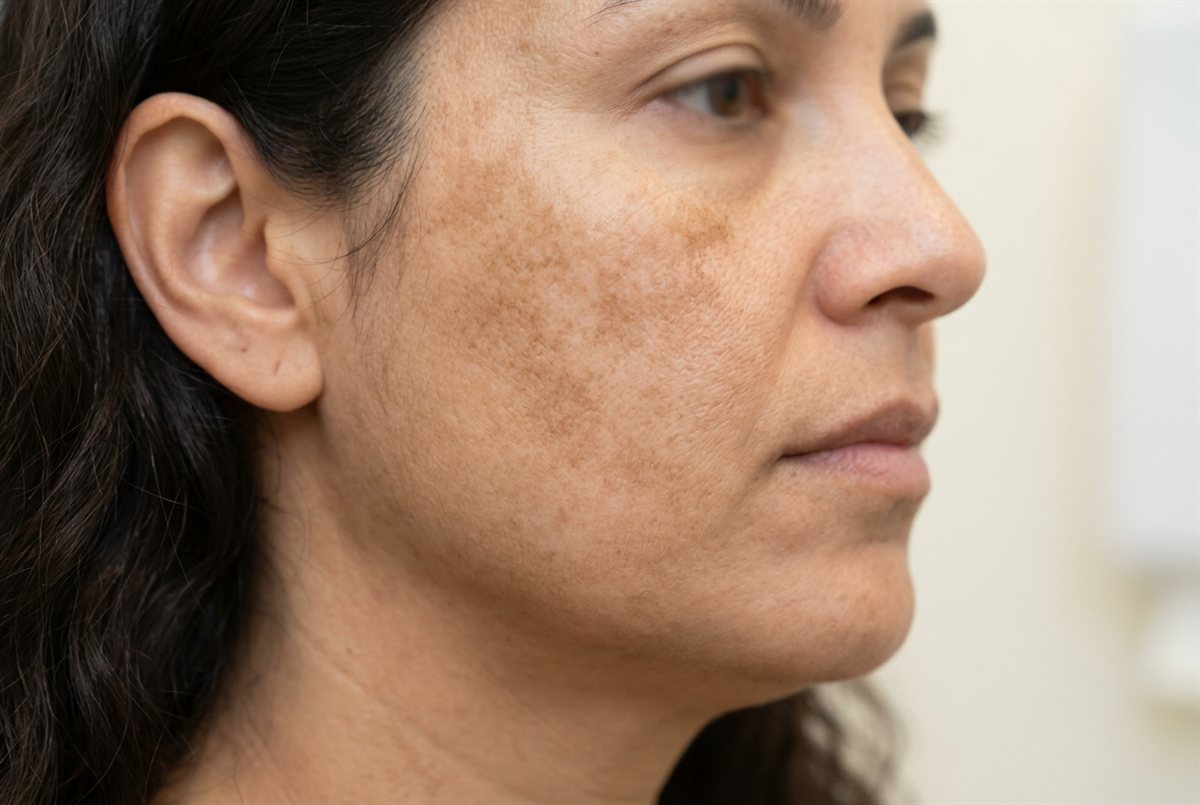 Close-up of sun-related pigmentation evaluated at Juniper Dermatology in Bend, Oregon
