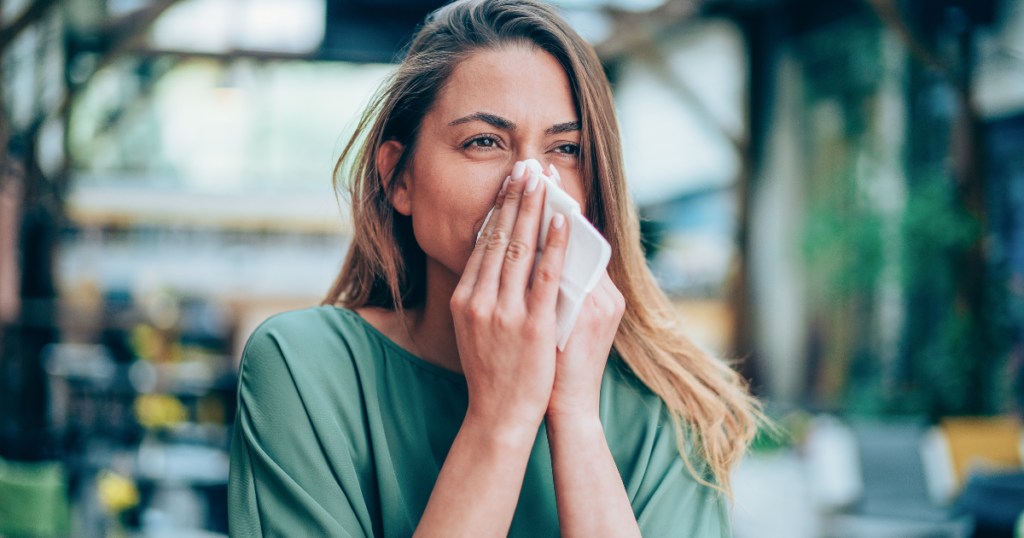 Woman with spring allergies.